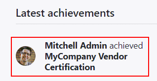 Voorbeeld van hoe een badge eruit ziet op het eLearningsgedeelte van de website.