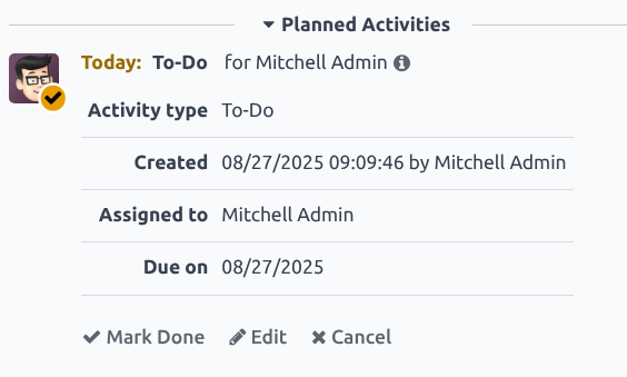 Een gedetailleerde weergave van een geplande activiteit.