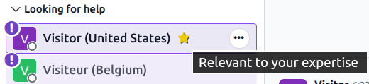 The looking for help panel with a star marking conversations relevant to user expertise.