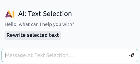 The rewrite selected text in a conversation window.
