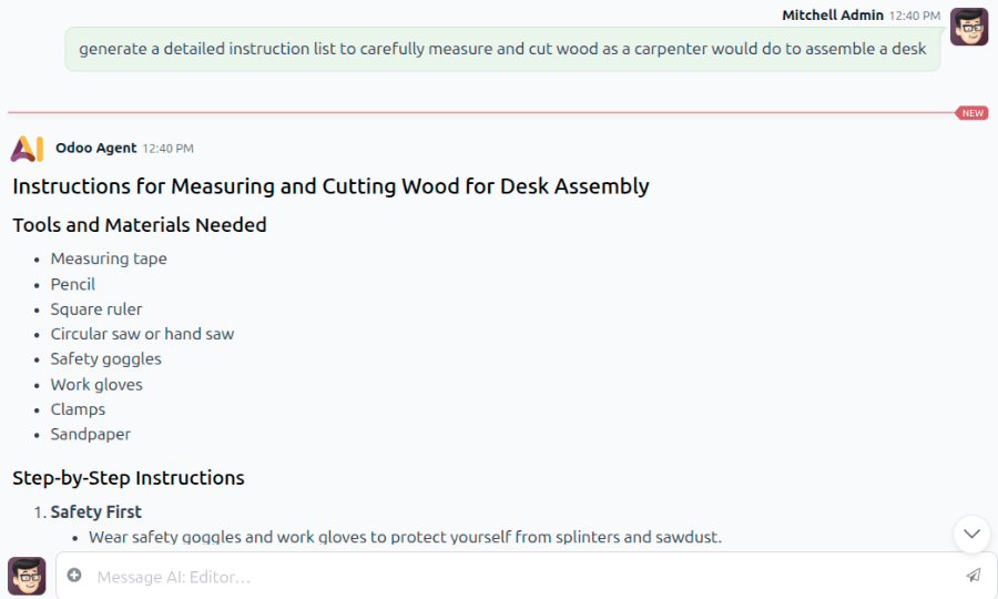 Google Gemini feature to generate instructions for a work order.
