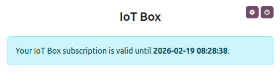 Página inicial da IoT box com a data de validade do certificado HTTPS.
