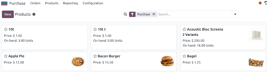 The product catalog as accessed through the Purchase app.
