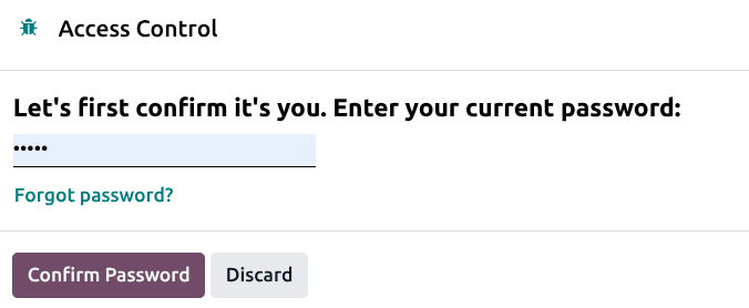 The security pop-up window asking to verify the account with a password.