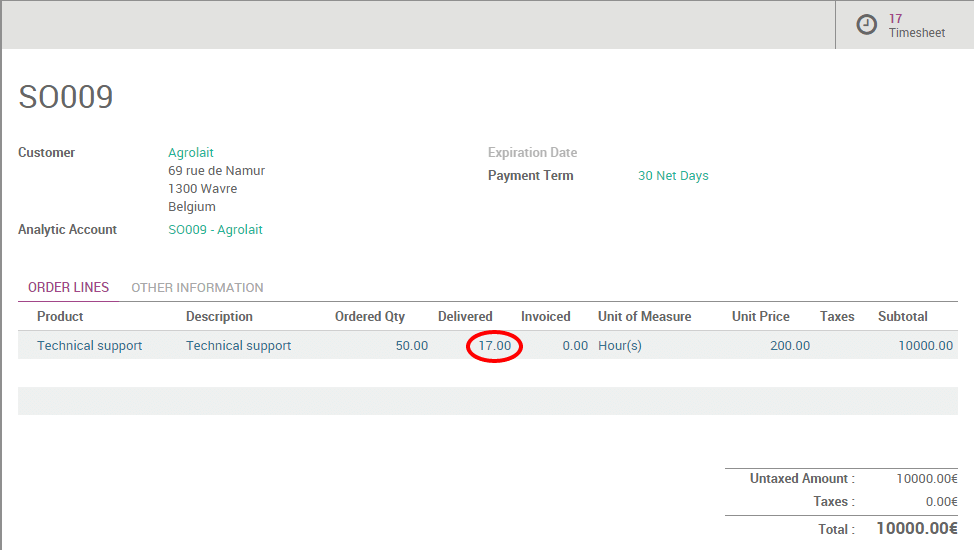 how to invoice a support contract prepaid hours odoo contract it support