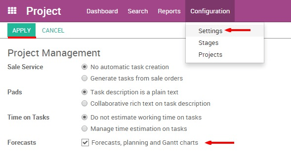 Odoo 9 Gantt Chart