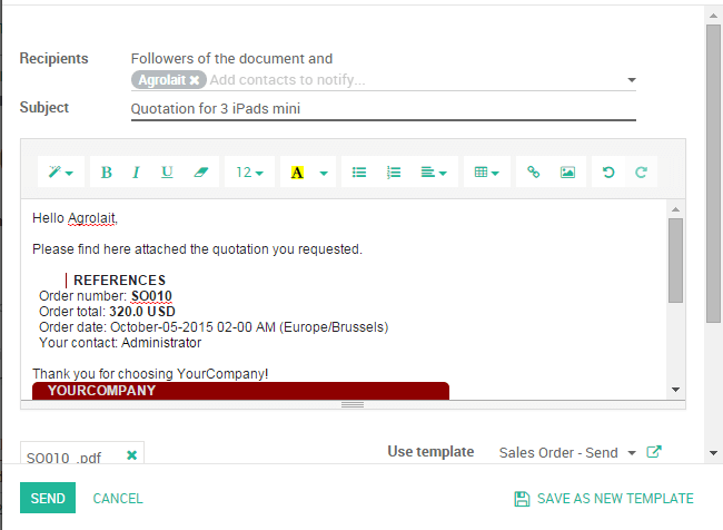 191 C 243 Mo Crear Mi Primera Cotizaci 243 N Documentaci 243 N De Odoo 9 0 Email Template For Sending Quotation To Client
