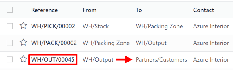 Haga clic en validar en la orden de entrega para transferir el producto de la ubicación de salida a la ubicación del cliente. 