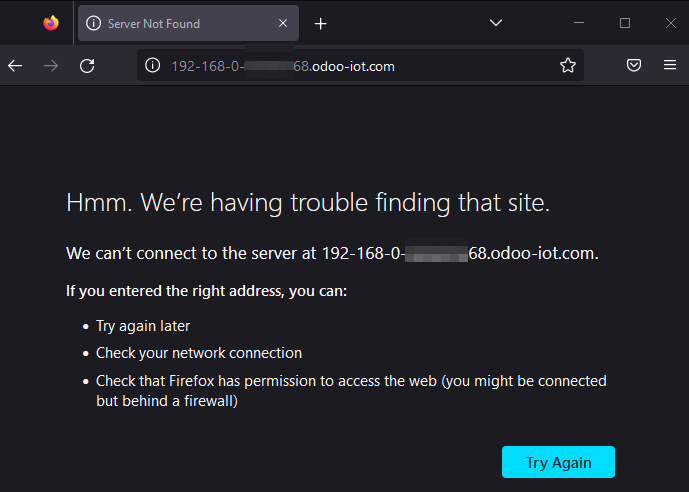 Error del DNS en el navegador Firefox, en Windows 10.