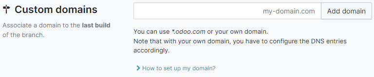 Mapear un nombre de dominio a una rama de Odoo.sh