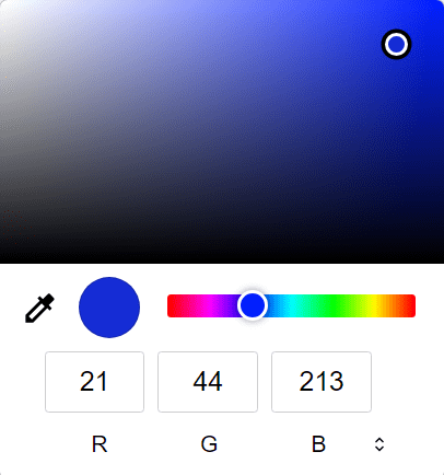Selección de un color desde la ventana emergente para seleccionar HTML que aparece en el formulario del atributo.