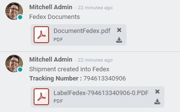 Documentos PDF del envío.
