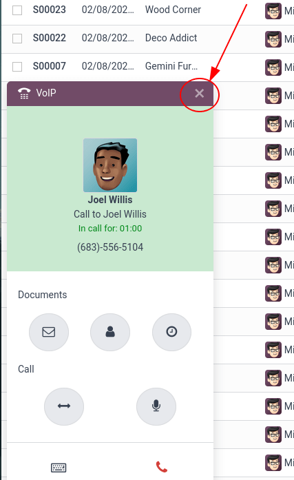 VoIP call in Odoo.