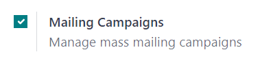 View of the campaign feature setting in Odoo Email Marketing.