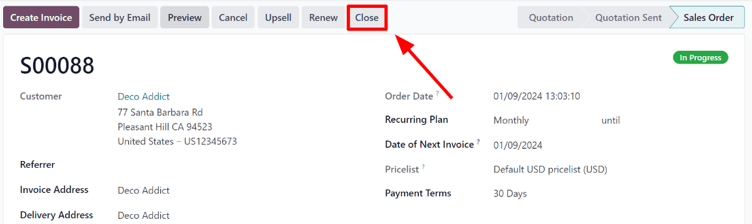 Close subscription from an administration point of view with Odoo Subscriptions.
