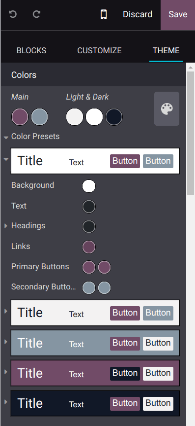select the colors of your website