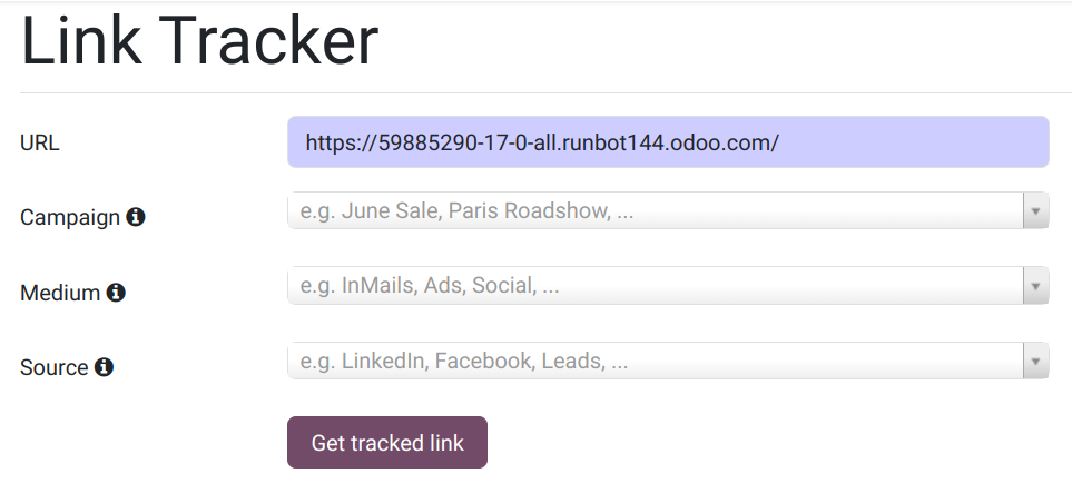 Create a link tracker URL