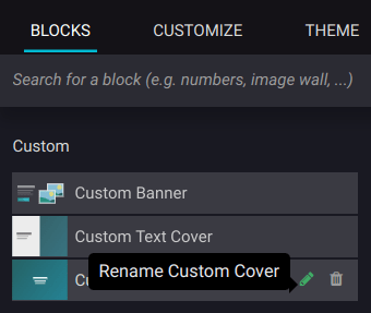 Custom section with saved building blocks