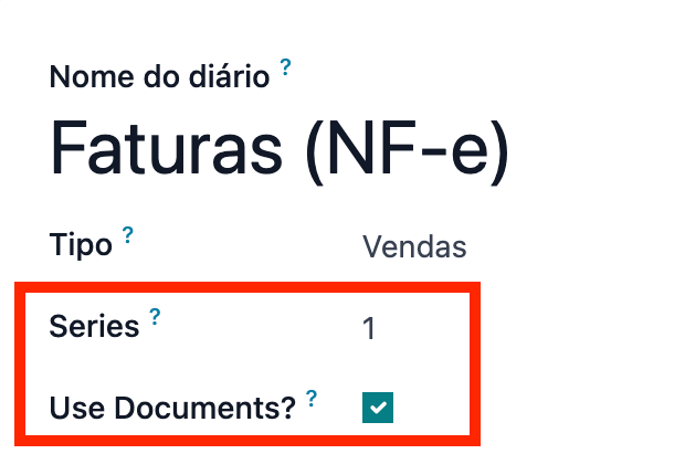 Journal configuration with the Use Documents? field checked.