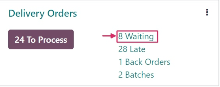 Delivery orders task card with waiting status orders.